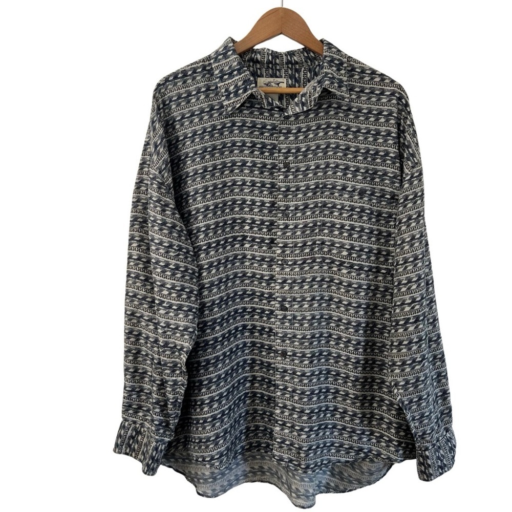 Mens 100% Silk Button Up Shirt Size XL Long Sleeve